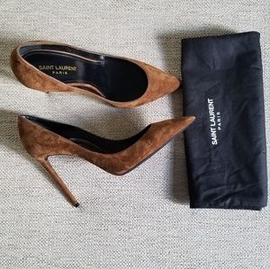 Saint Laurent Brown Suede Zoe Pump